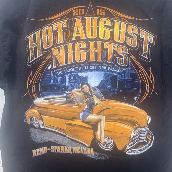 Gildan Hot August Nights Tee Black Orange Size M - Picture 1 of 6